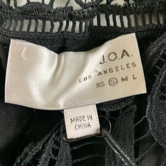 JOA Los Angeles Black Crochet Fringe Crop Jacket Boho Lace Long Sleeve Top XS - Picture 8 of 9